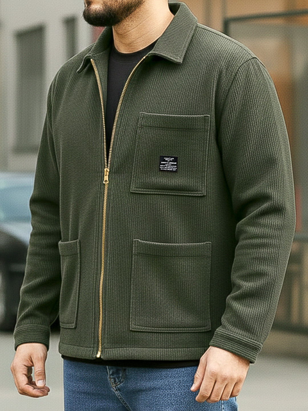 Sandstone Heritage Olive Ribbed Shacket