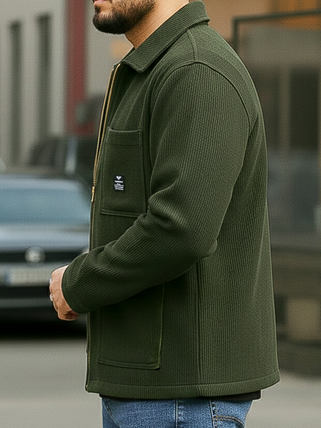 Sandstone Heritage Olive Ribbed Shacket