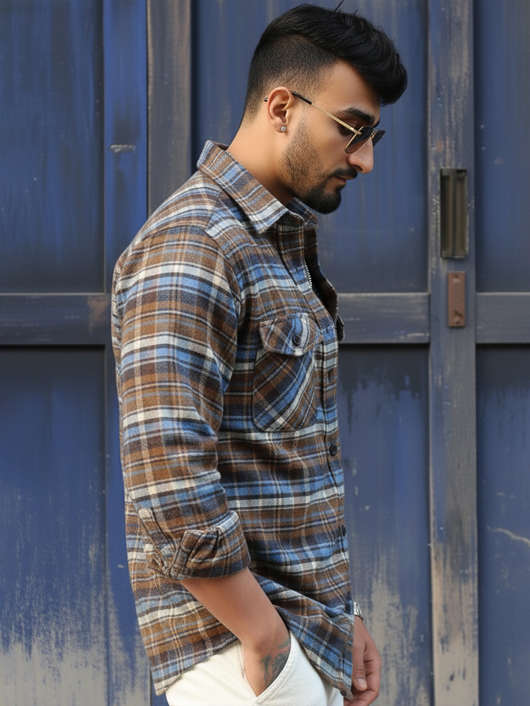 Afterdark Brown Check Full Sleeve Shirt