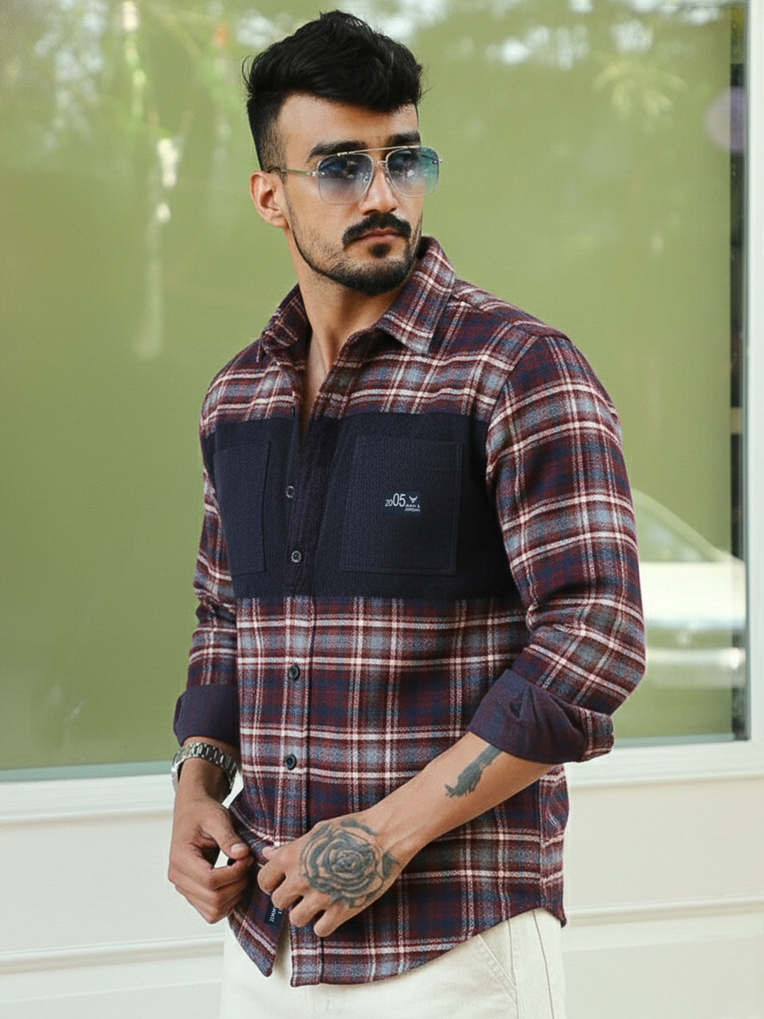 Thunderbird Maroon Check Full Sleeve Shirt