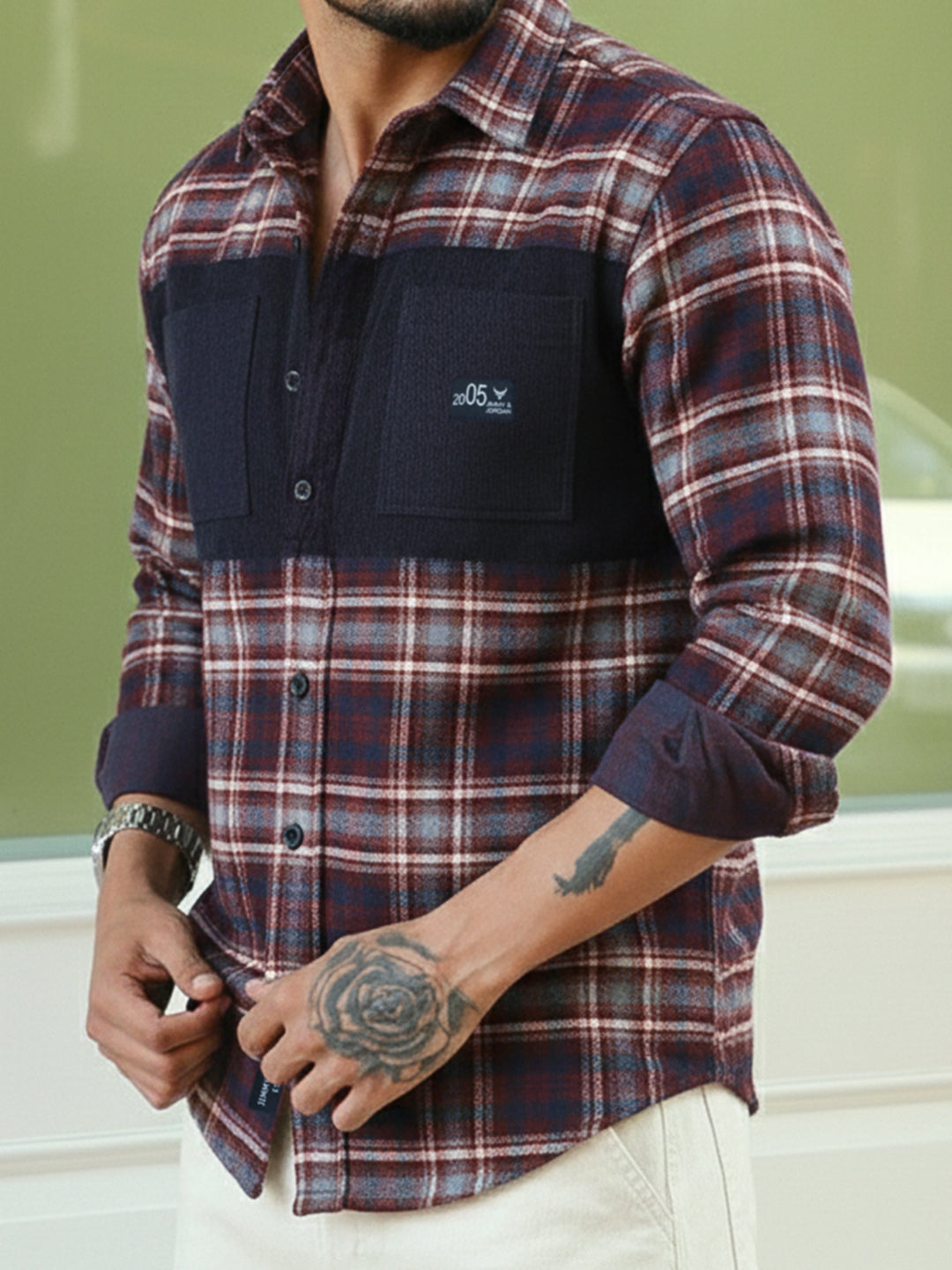 Thunderbird Maroon Check Full Sleeve Shirt