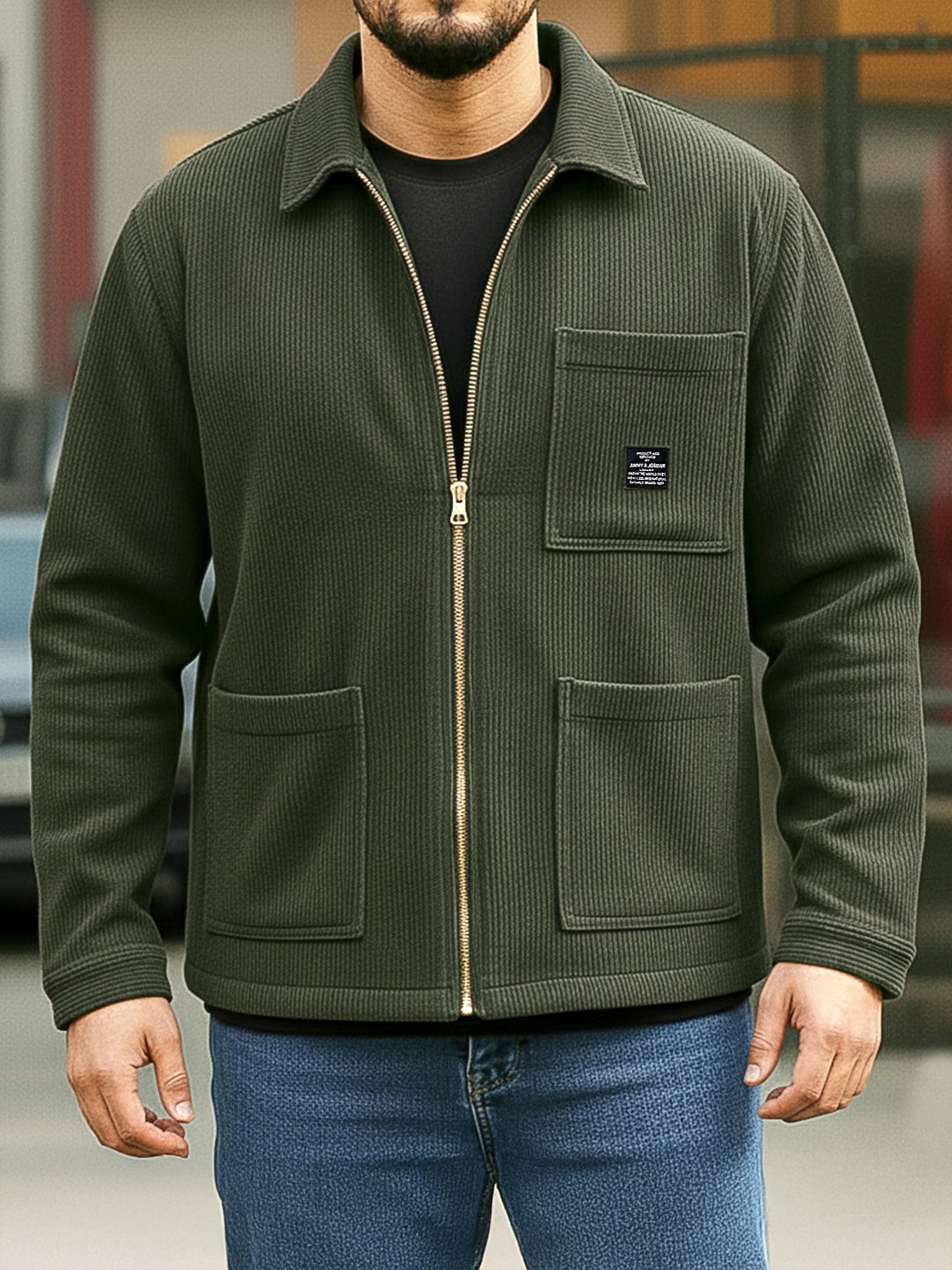 Sandstone Heritage Olive Ribbed Shacket