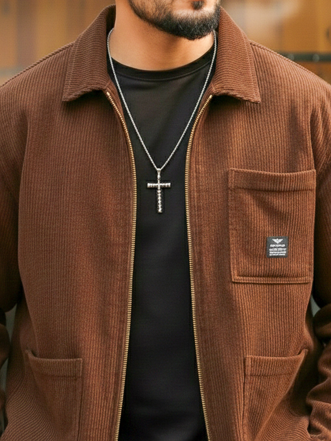 Sandstone Heritage Brown Ribbed Shacket