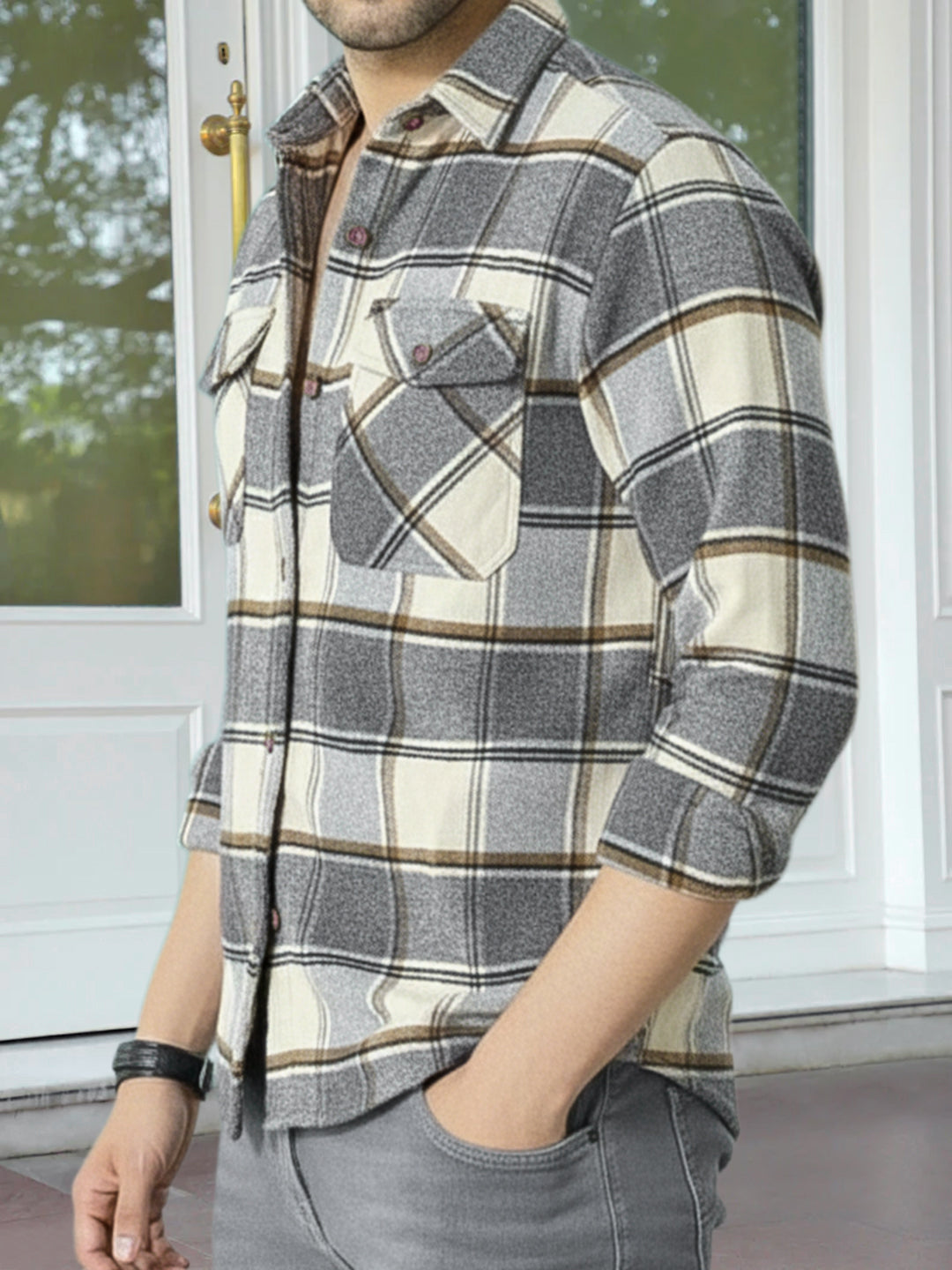 Northfield Classic Light Grey Check Shacket