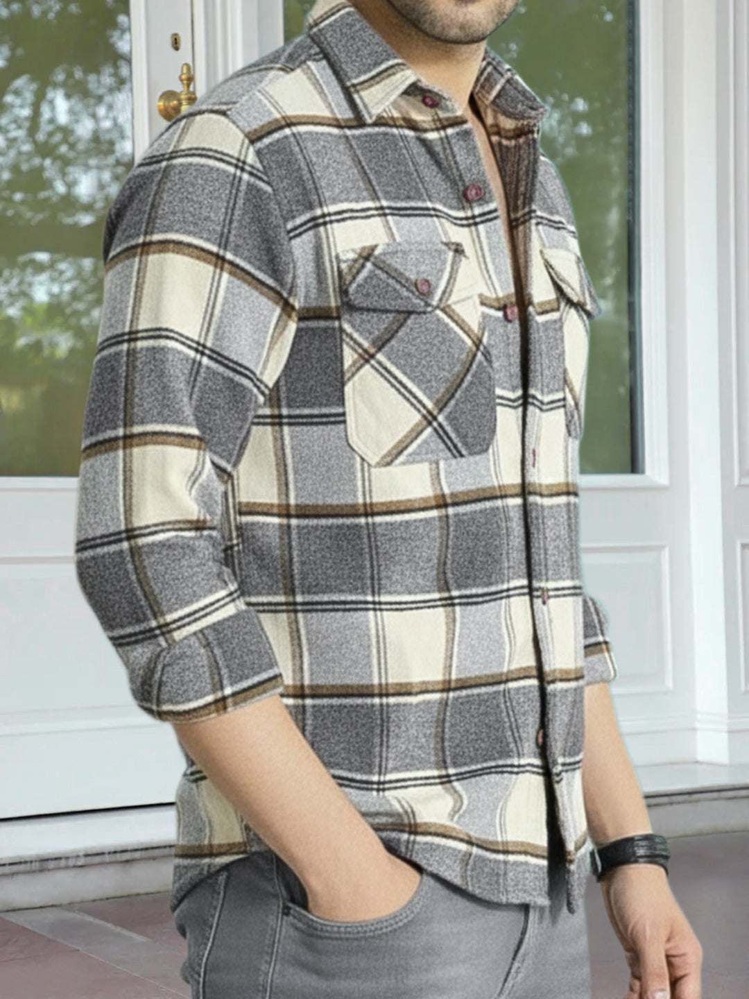 Northfield Classic Light Grey Check Shacket