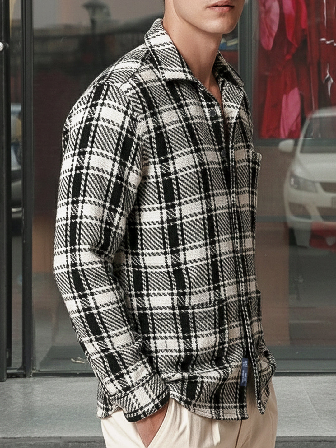 Crosshatch White Check Shacket