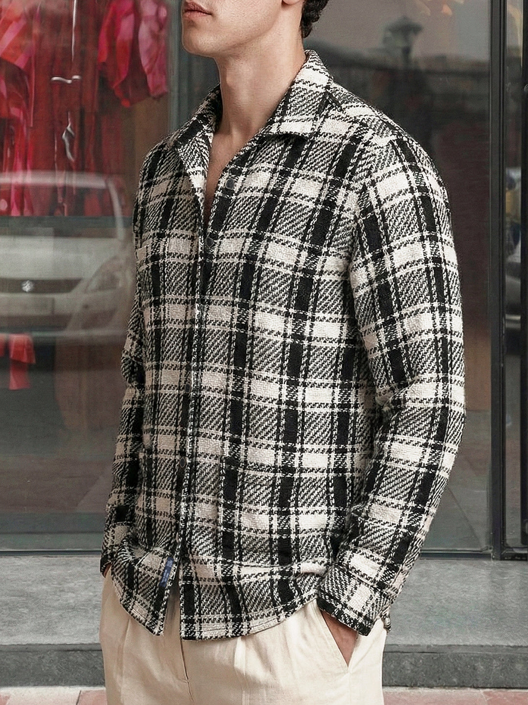 Crosshatch White Check Shacket
