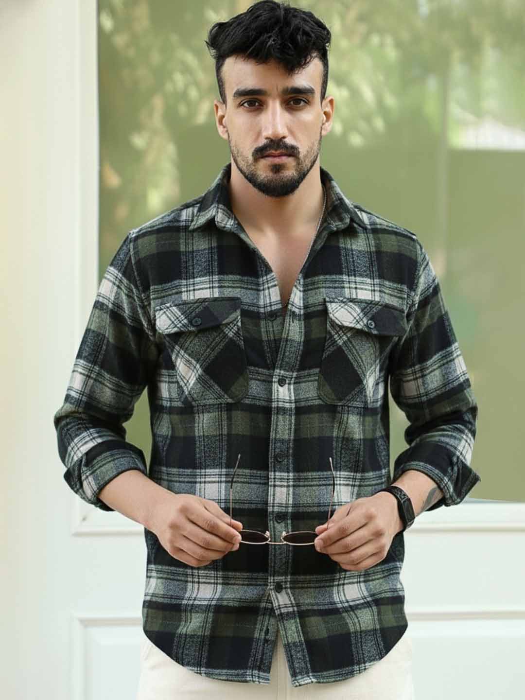 Afterdark Olive Check Full Sleeve Shirt