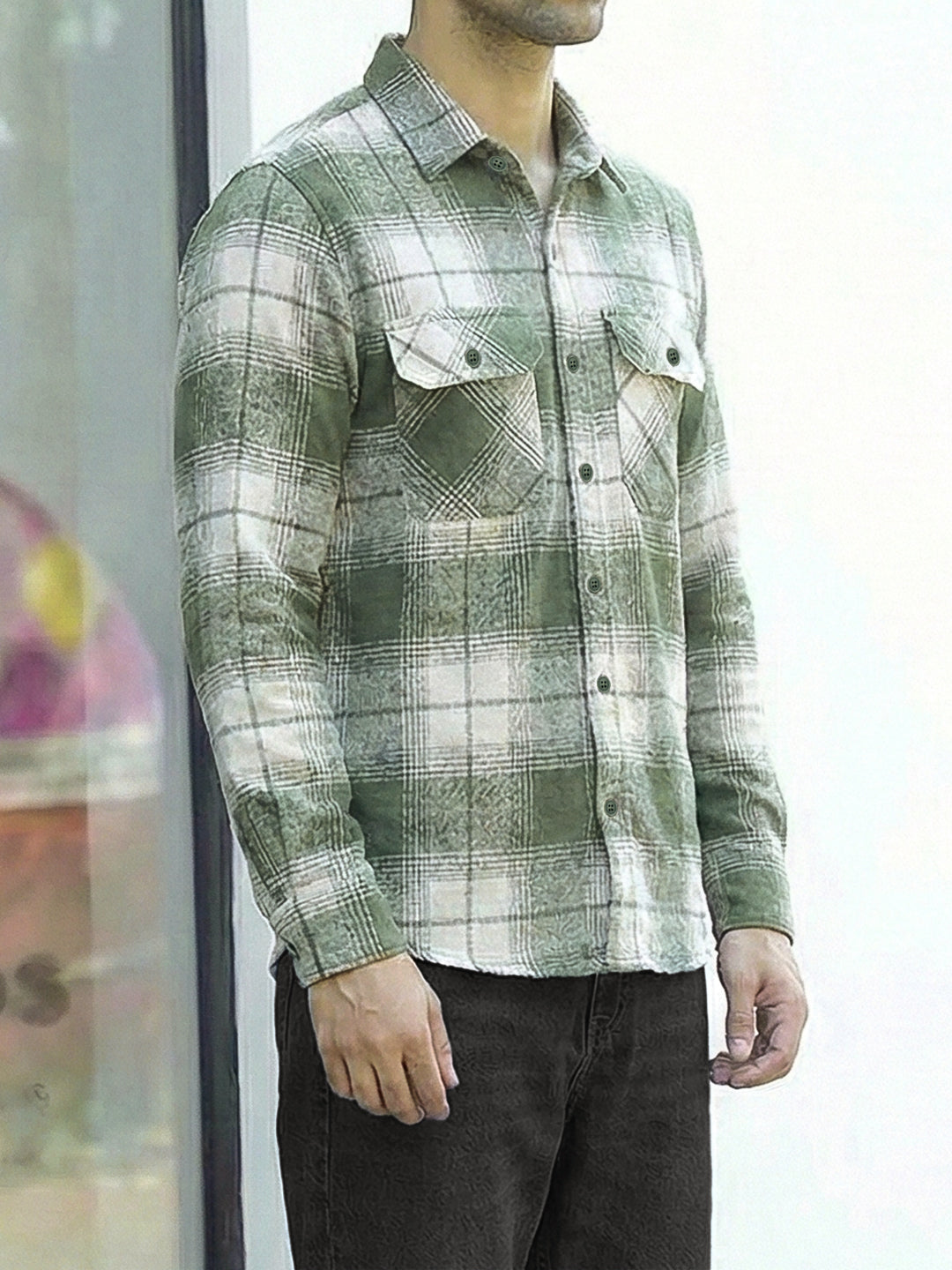 Daytona Olive Check Full Sleeve Shirt