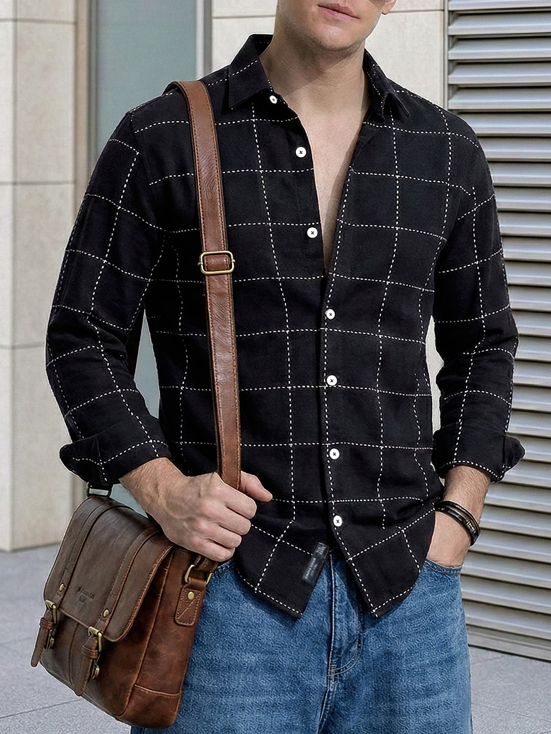 Skywave Black Check Full Sleeve Shirt