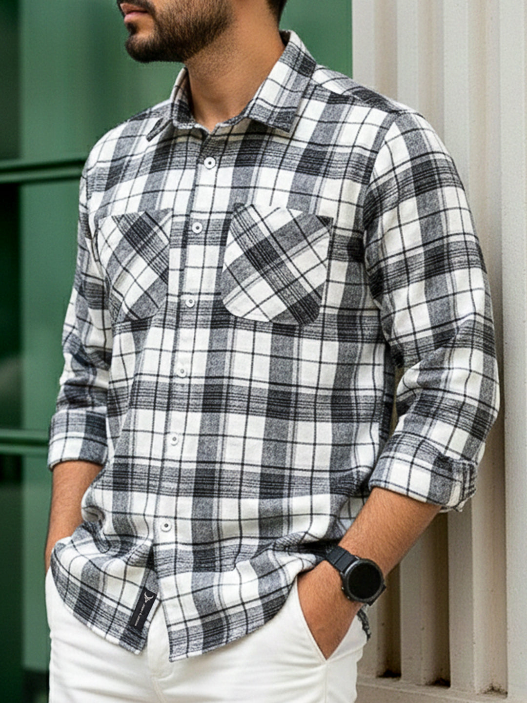 Old Town Black Check Full Sleeve Shirt
