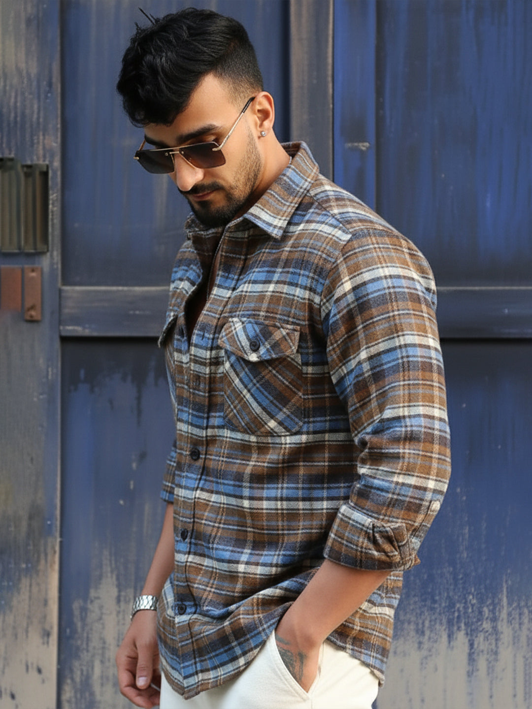 Afterdark Brown Check Full Sleeve Shirt
