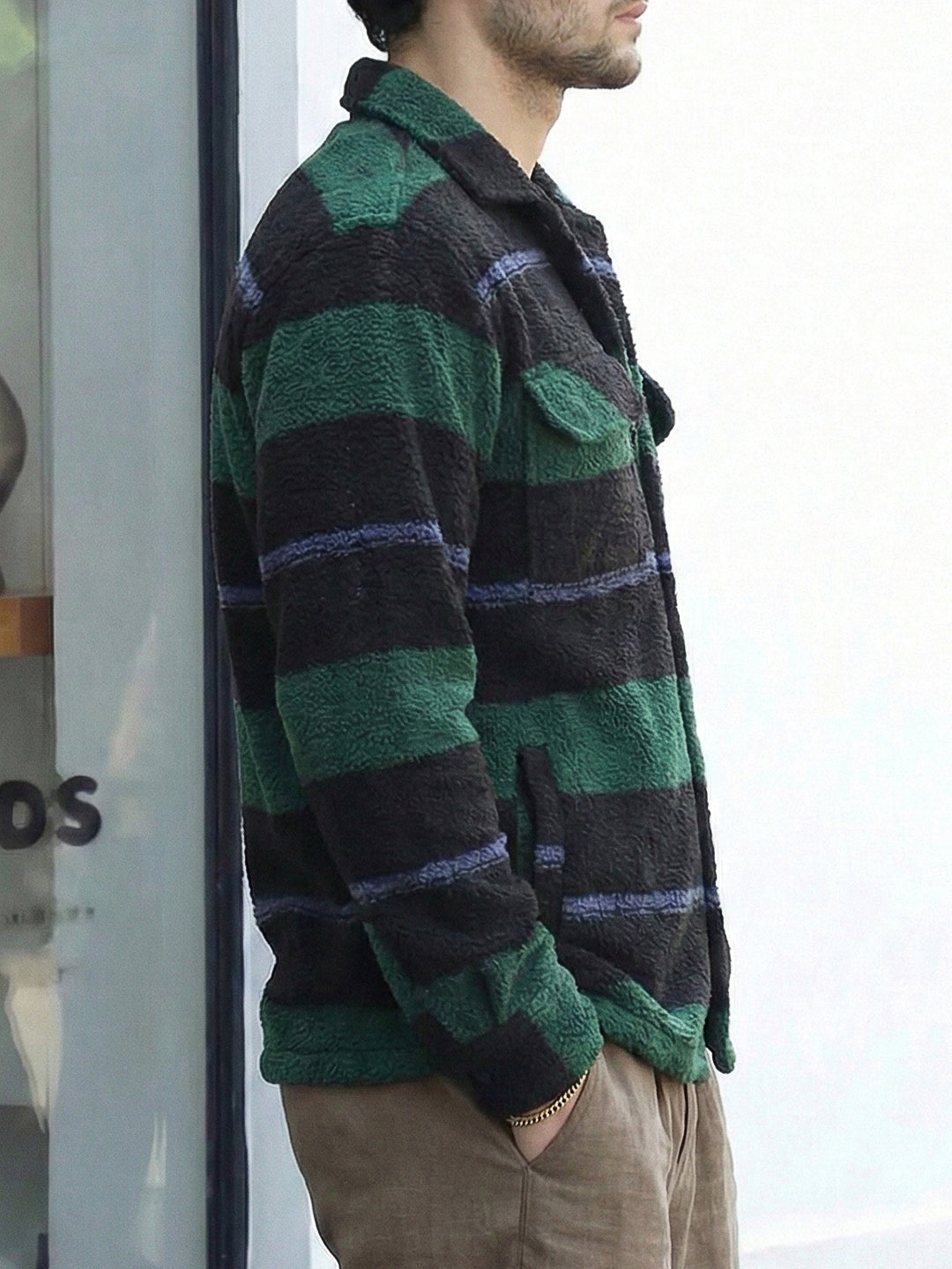 Luxe Lineage Green Pure Wool Towel Knitted Check Shacket