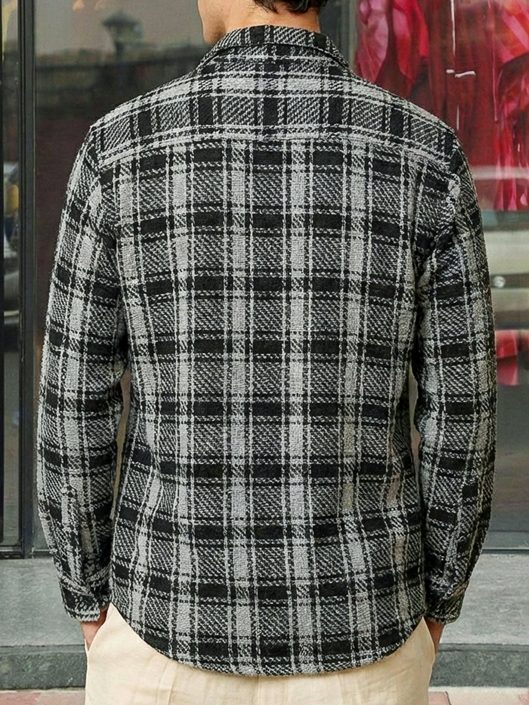 Crosshatch Grey Check Shacket