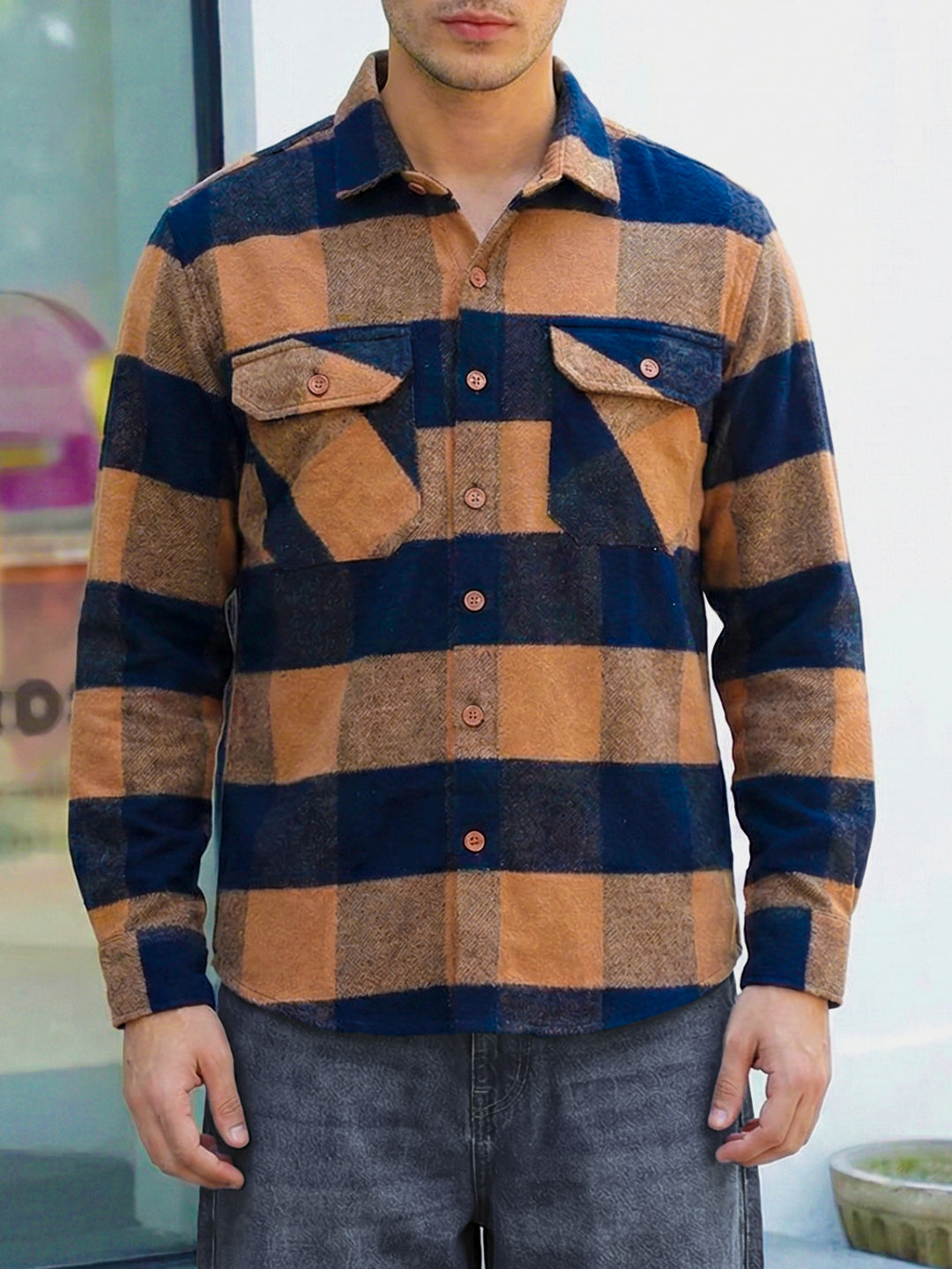 Frame Theory Rust Check Full Sleeve Shirt