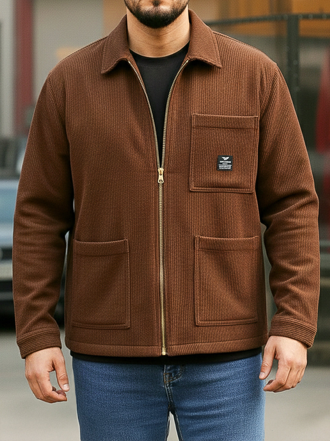 Sandstone Heritage Brown Ribbed Shacket