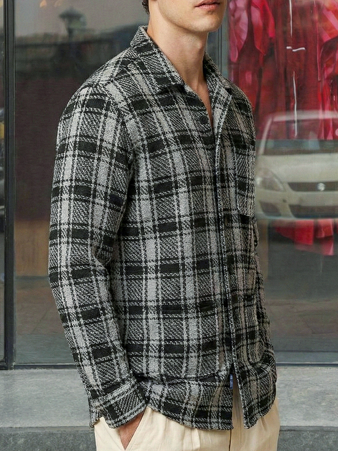 Crosshatch Grey Check Shacket