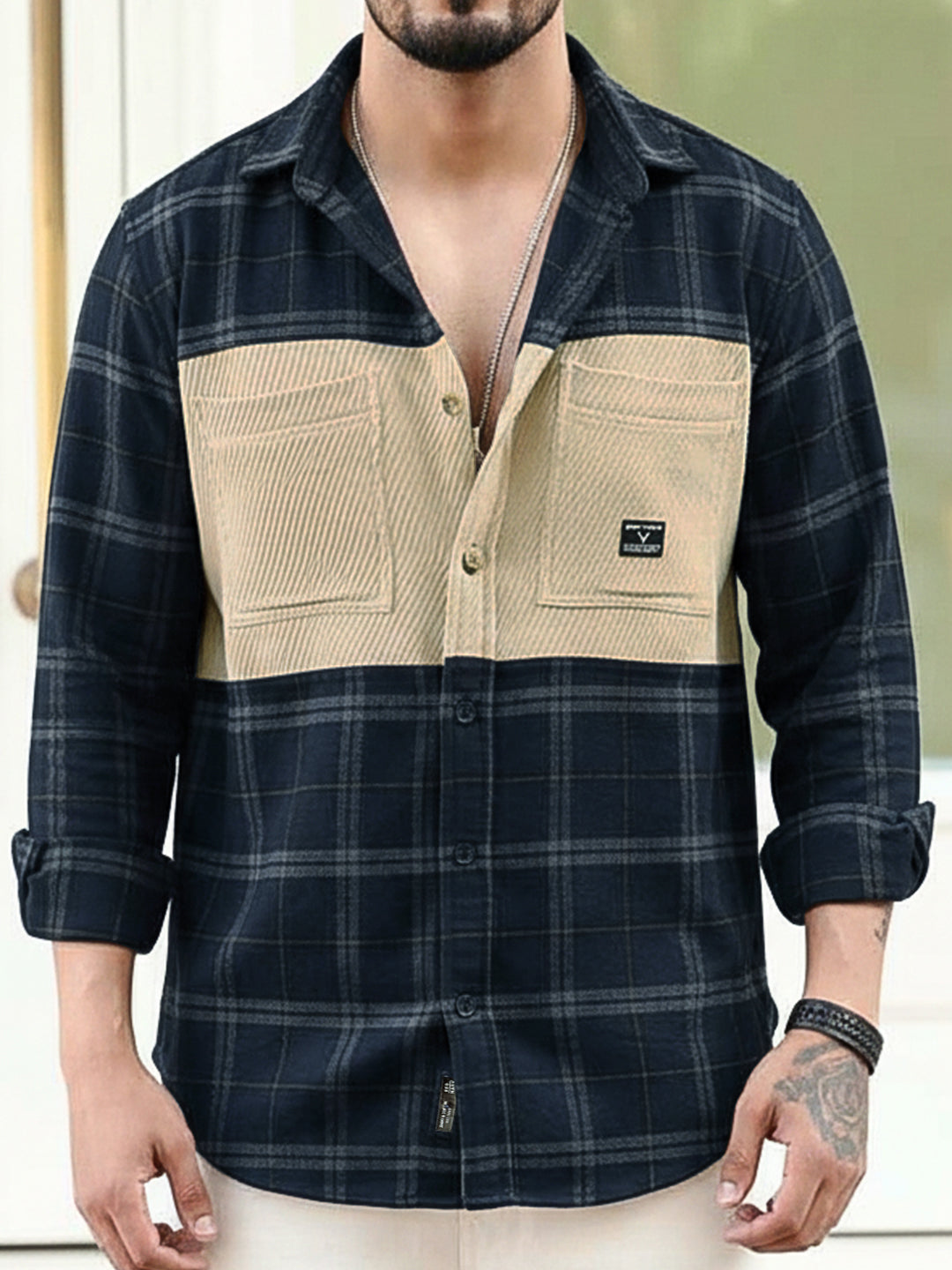 Thunderbird Dark Blue Check Full Sleeve Shirt