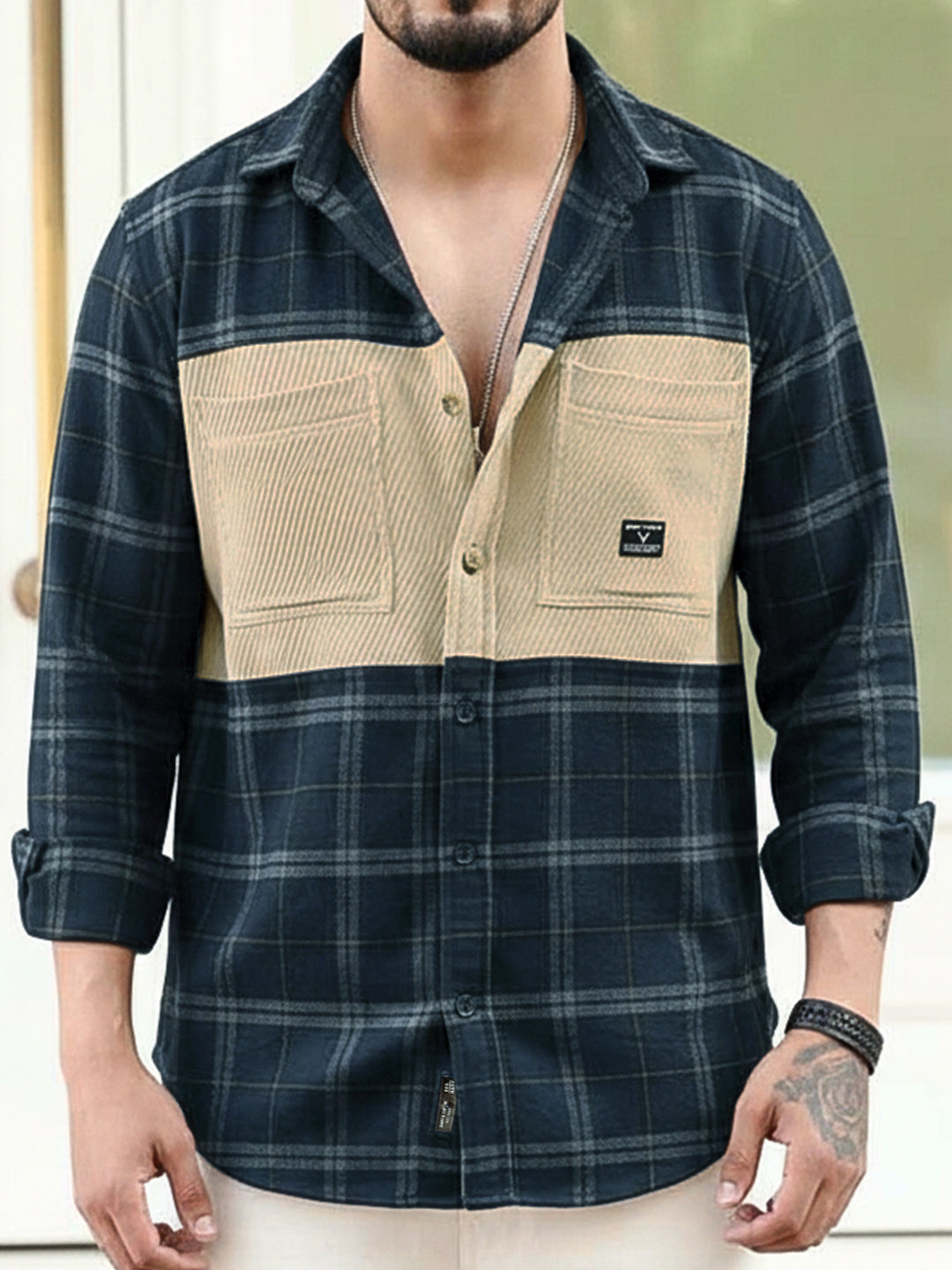Thunderbird Dark Blue Check Full Sleeve Shirt