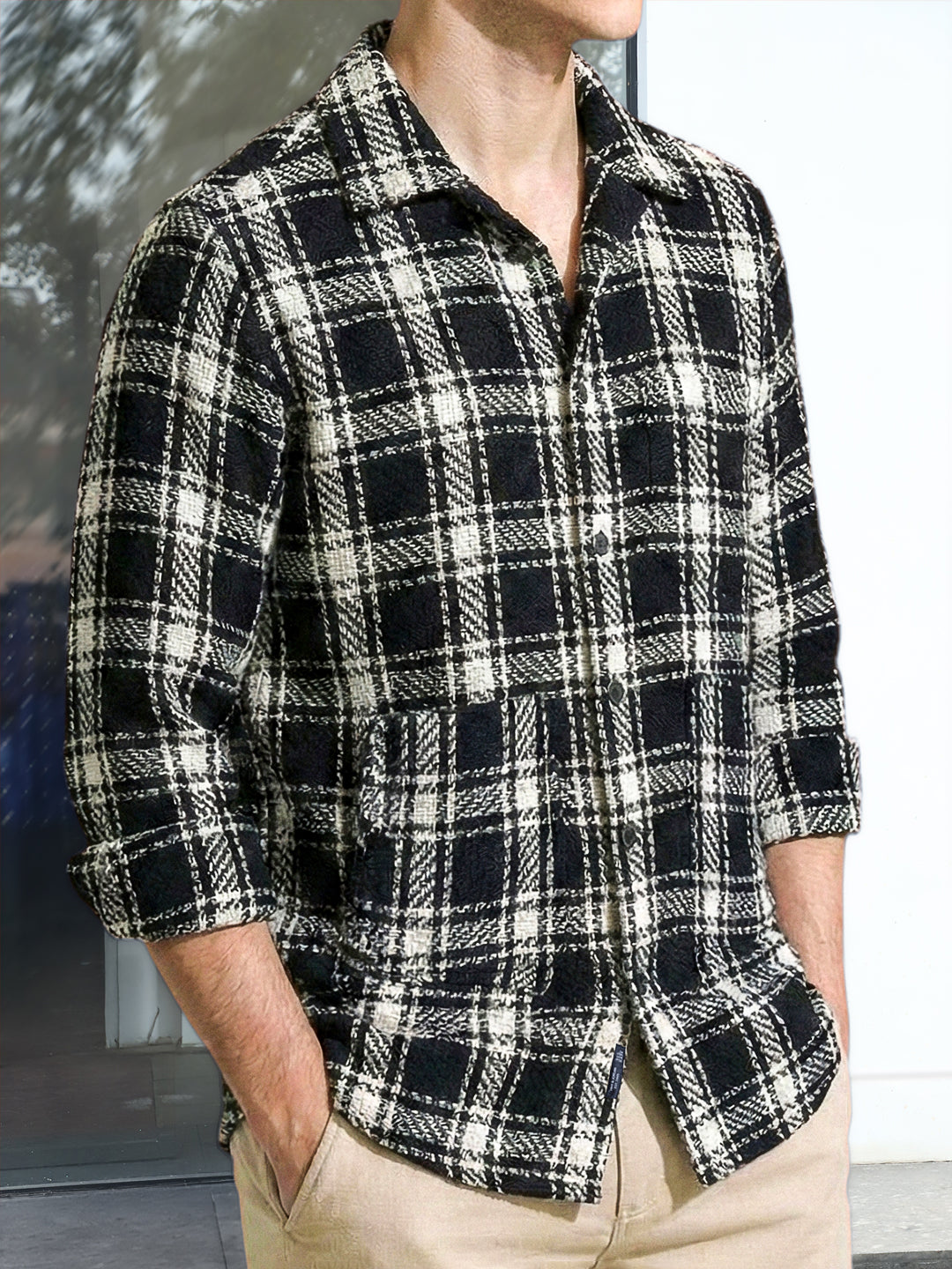 Monochrome Black Check Shacket