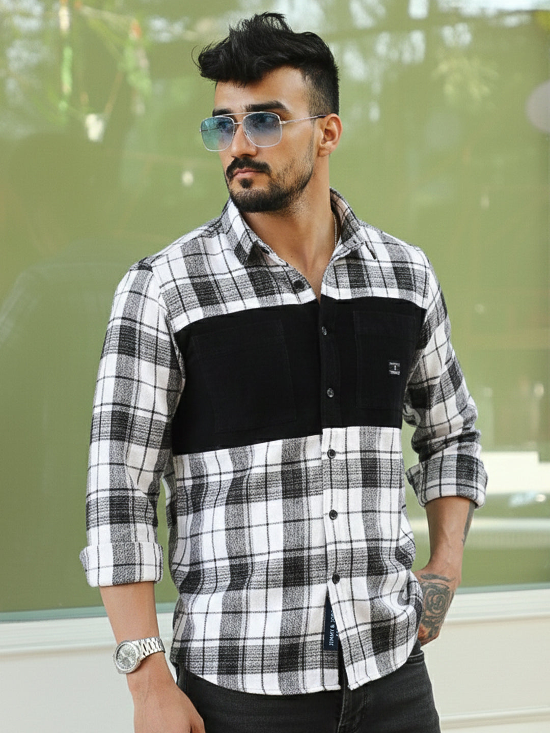 Thunderbird Black Check Full Sleeve Shirt