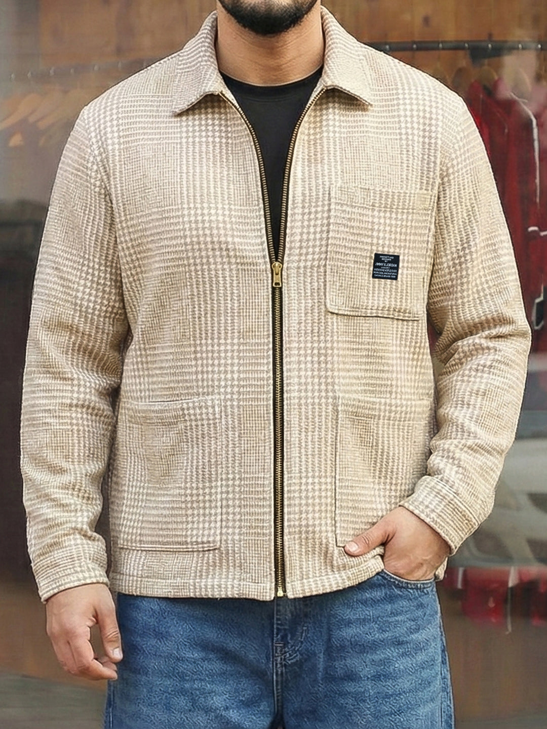 Core Atelier Beige Ribbed Shacket