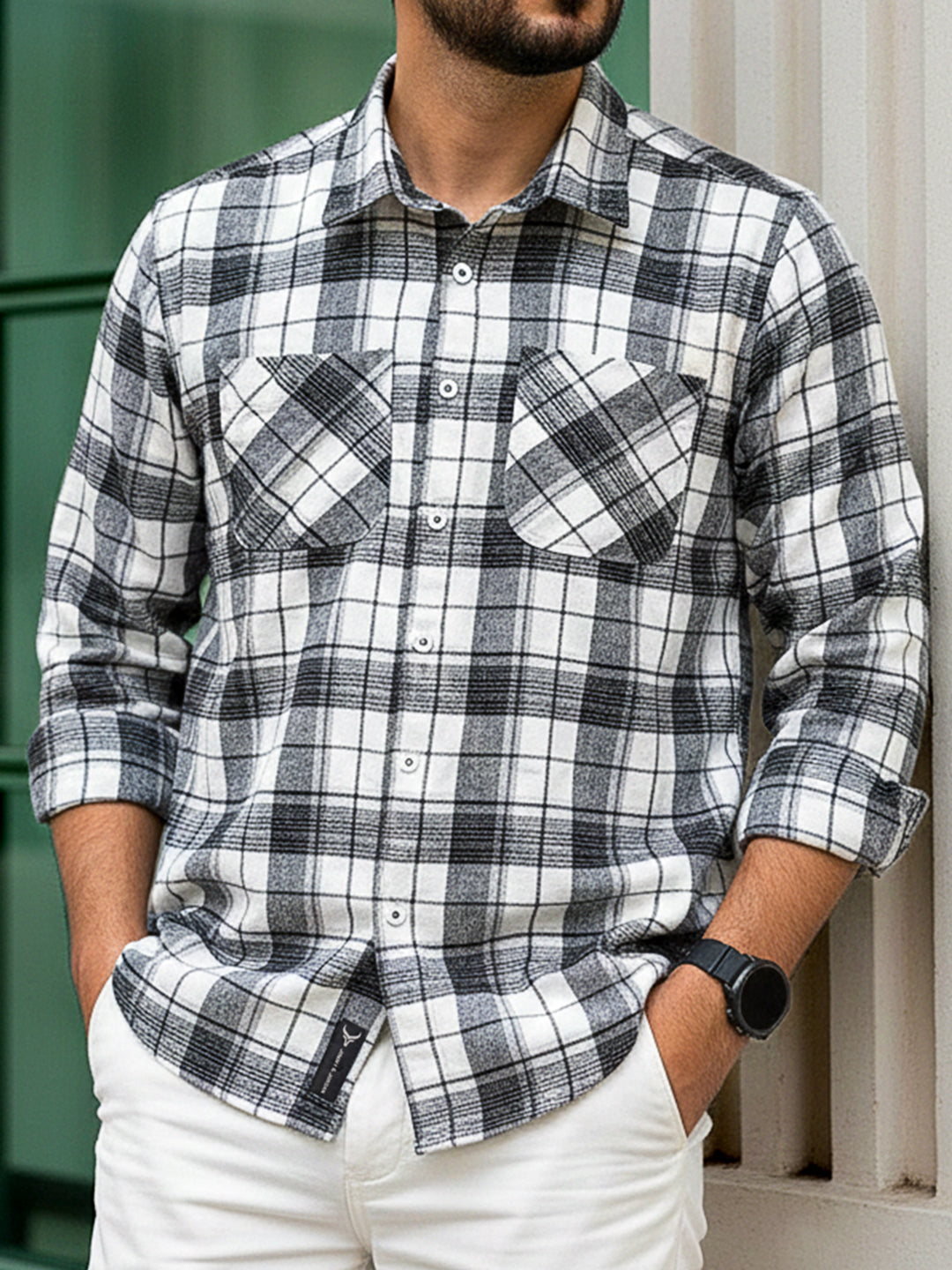 Old Town Black Check Full Sleeve Shirt