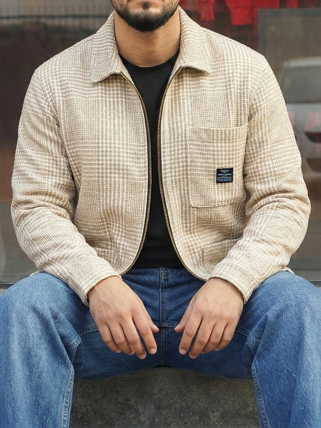 Core Atelier Beige Ribbed Shacket