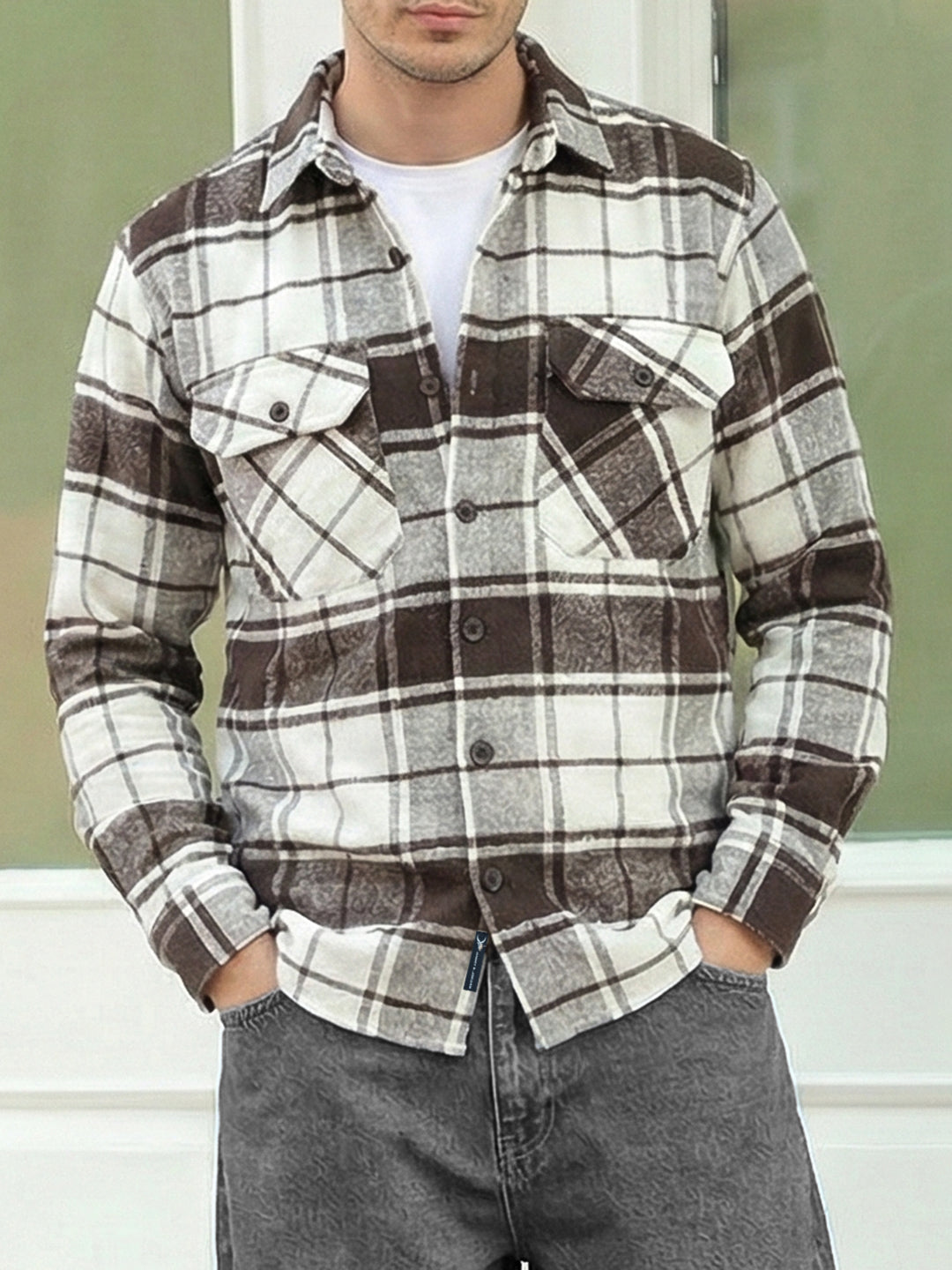 Frame Theory Dark Brown Check Full Sleeve Shirt