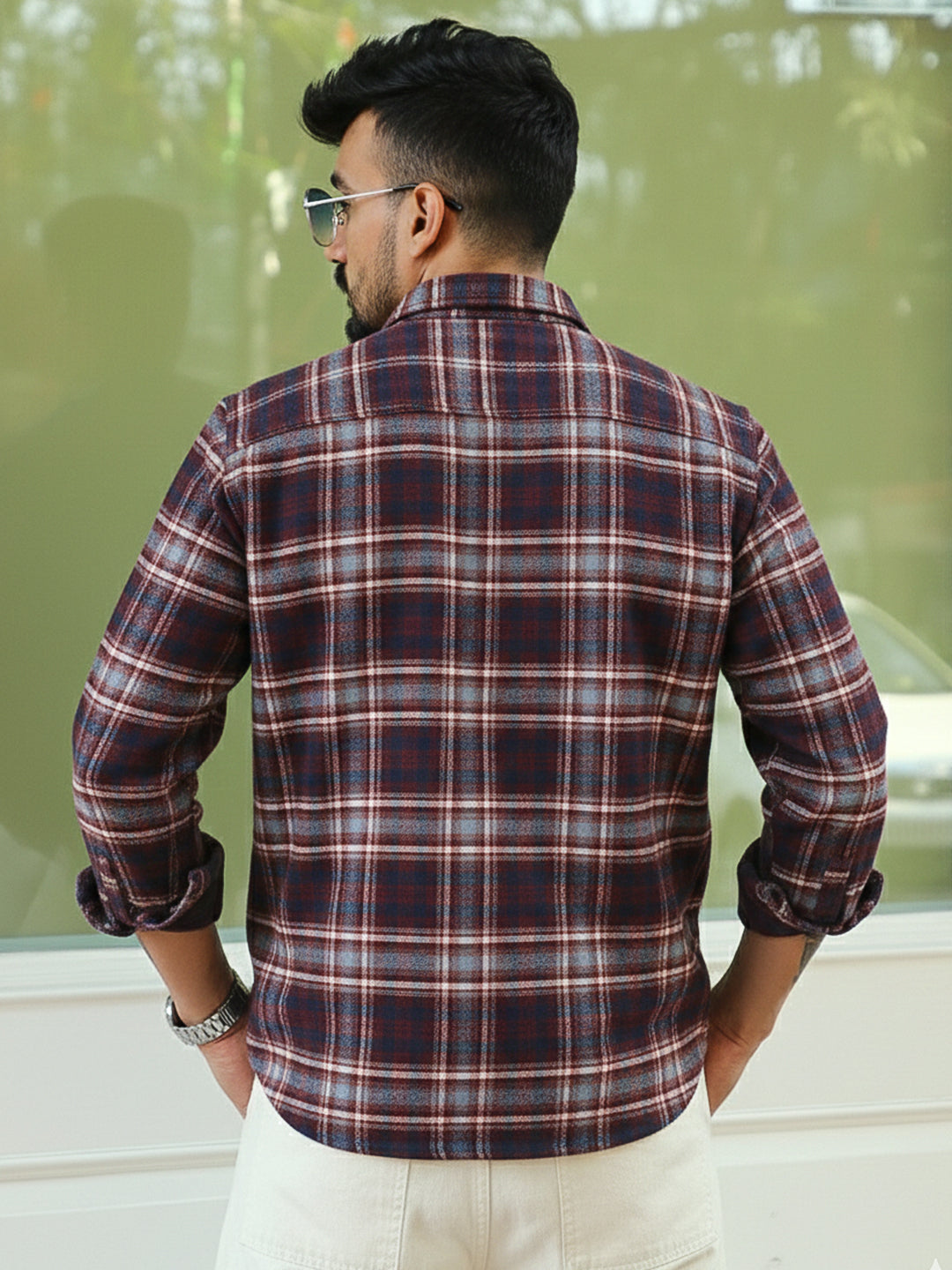 Thunderbird Maroon Check Full Sleeve Shirt