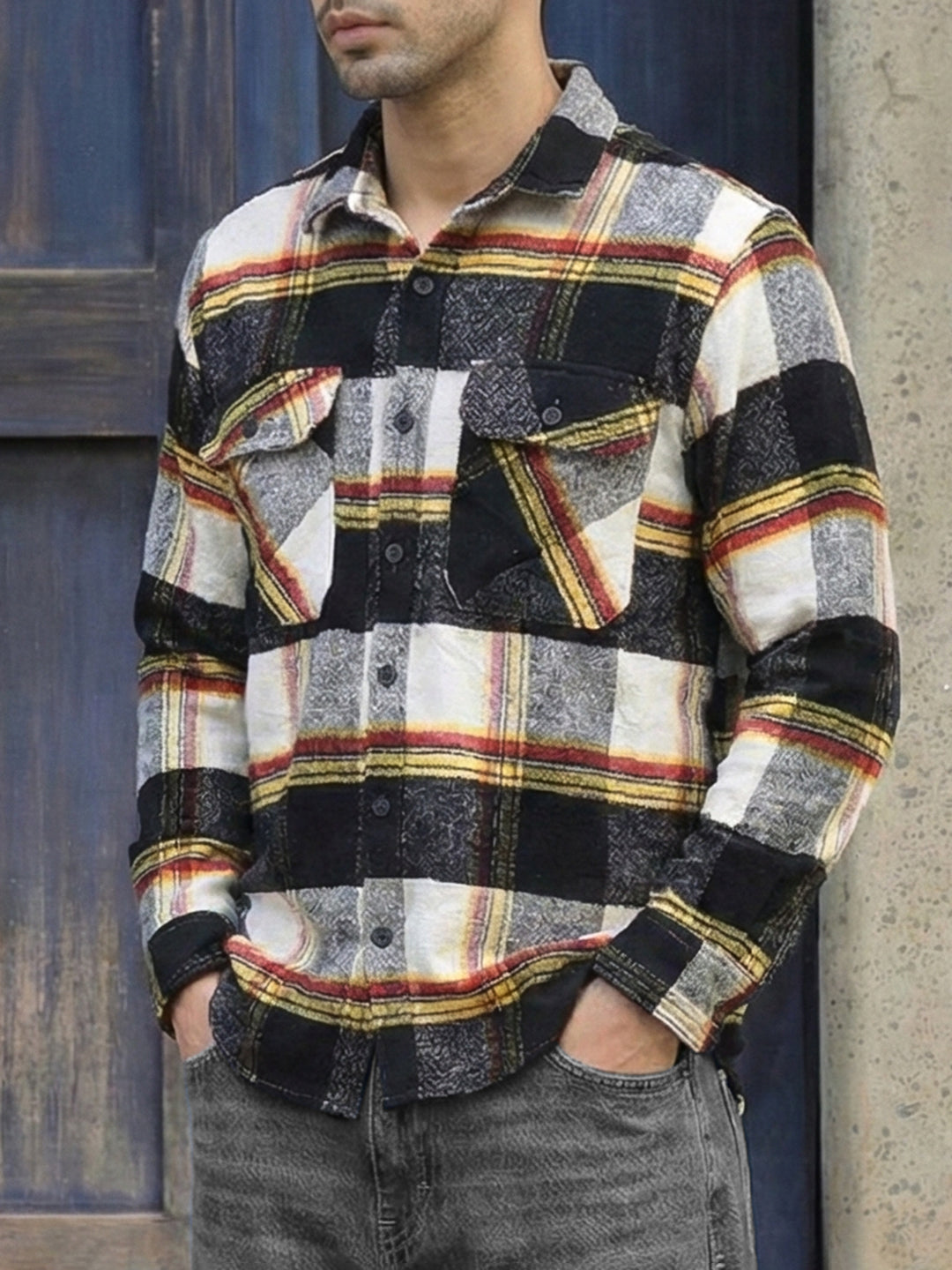 Frame Theory Black Check Full Sleeve Shirt