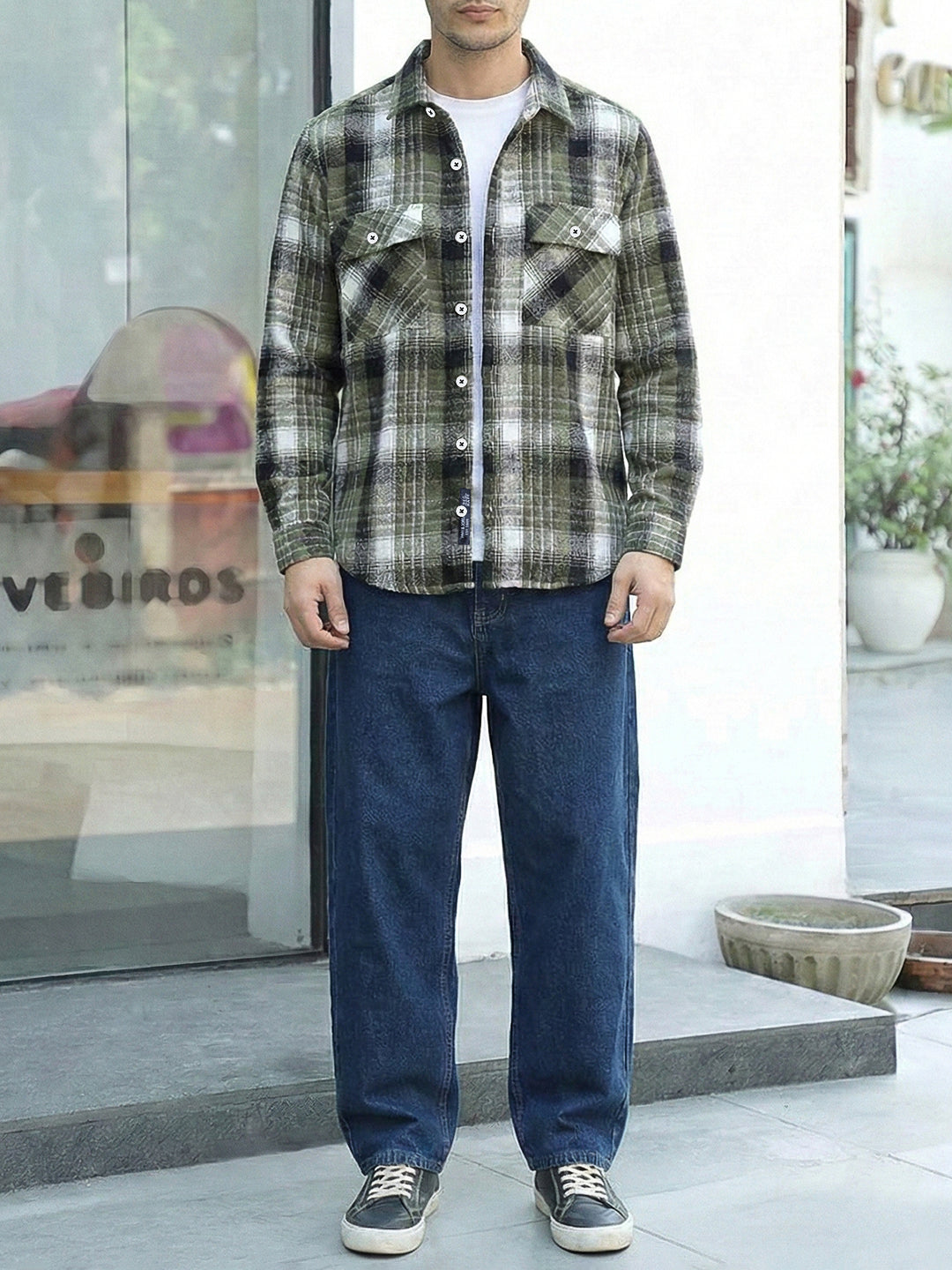 Fabric Theory Olive Check Full Sleeve Shirt