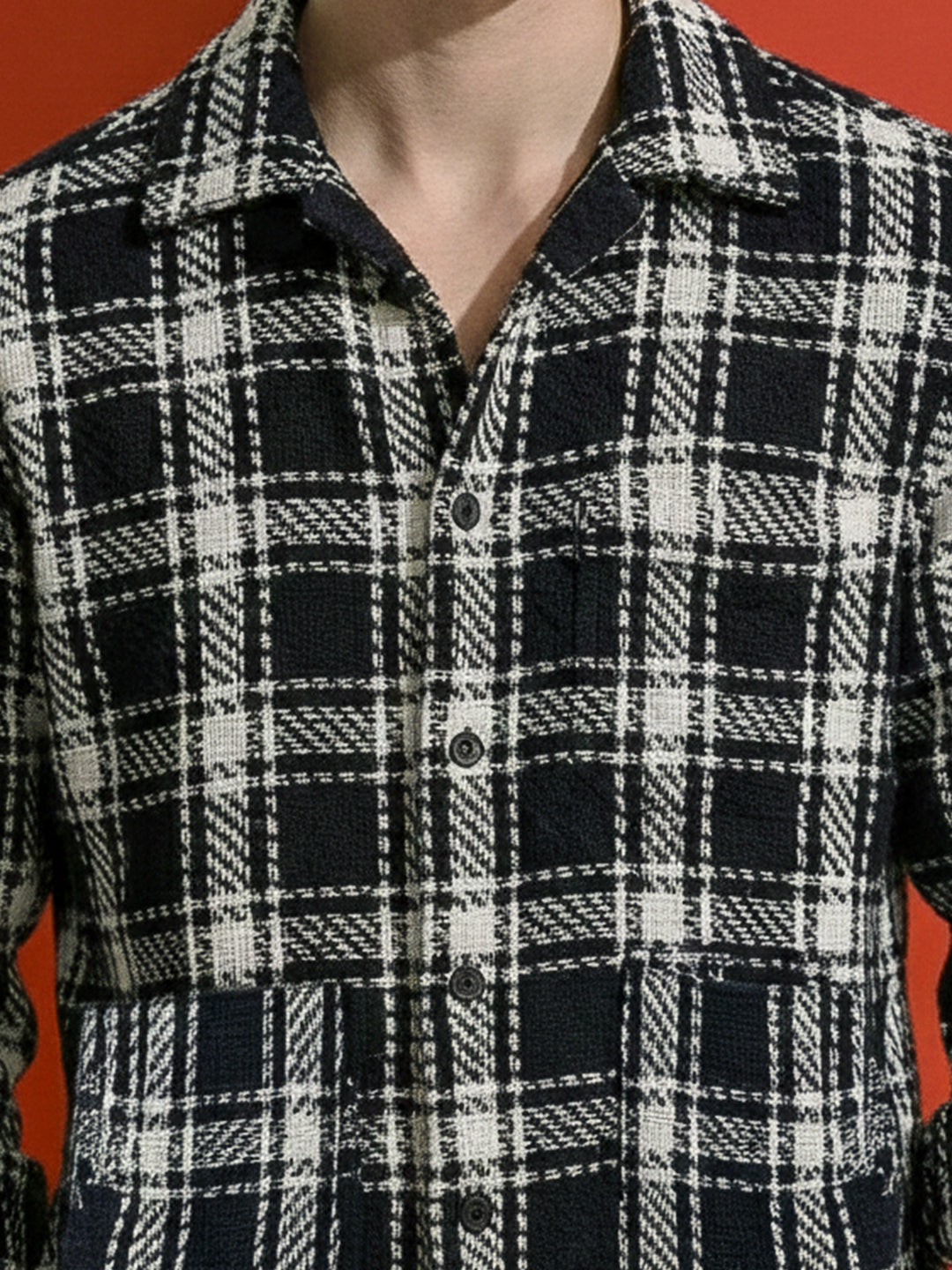 Monochrome Black Check Shacket