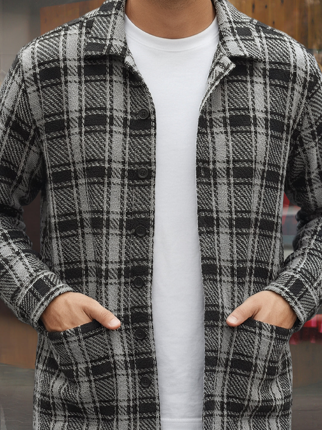 Crosshatch Grey Check Shacket