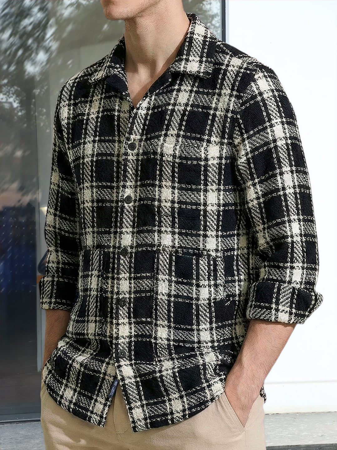 Monochrome Black Check Shacket