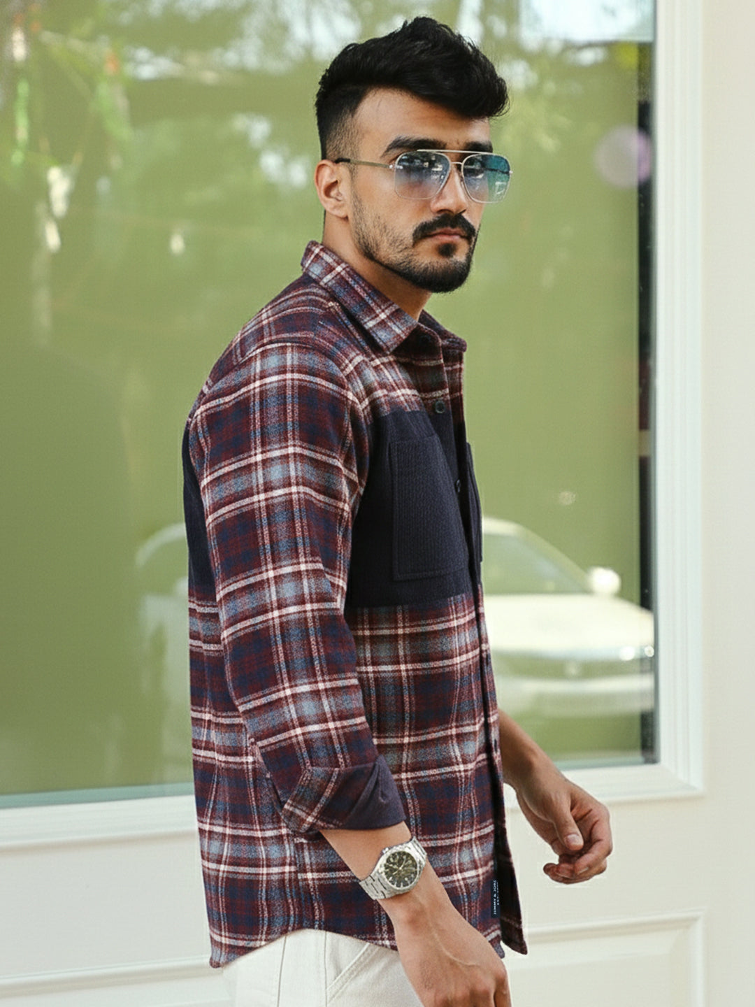 Thunderbird Maroon Check Full Sleeve Shirt