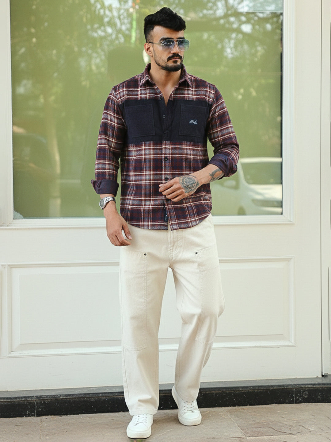 Thunderbird Maroon Check Full Sleeve Shirt