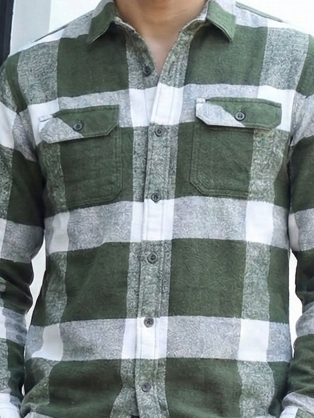 Frame Theory Olive Check Full Sleeve Shirt