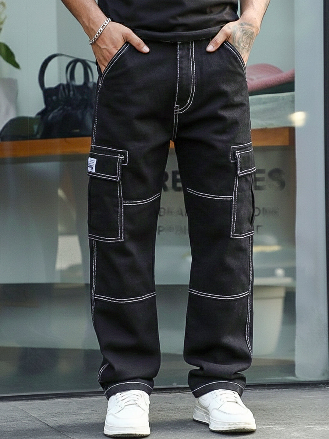 Midnight Vector Black Denim Cargo