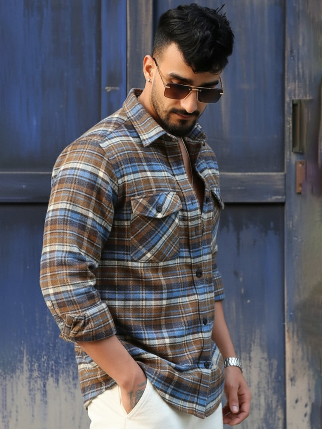 Afterdark Brown Check Full Sleeve Shirt