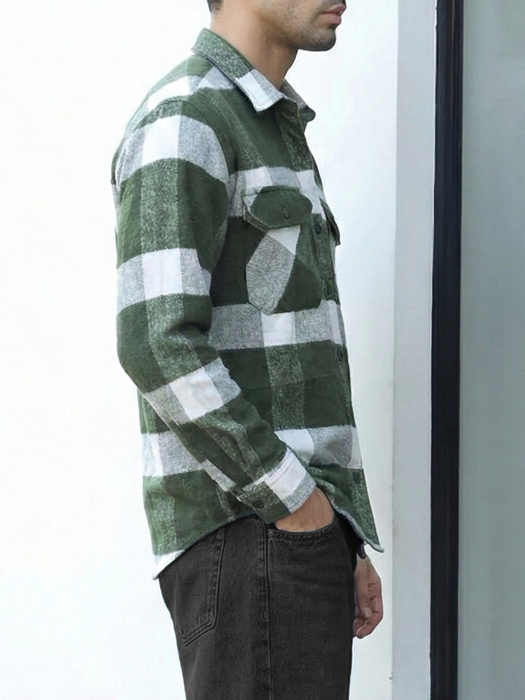 Frame Theory Olive Check Full Sleeve Shirt