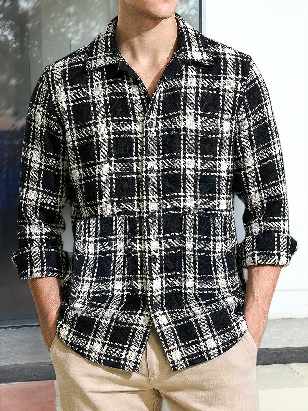 Monochrome Black Check Shacket