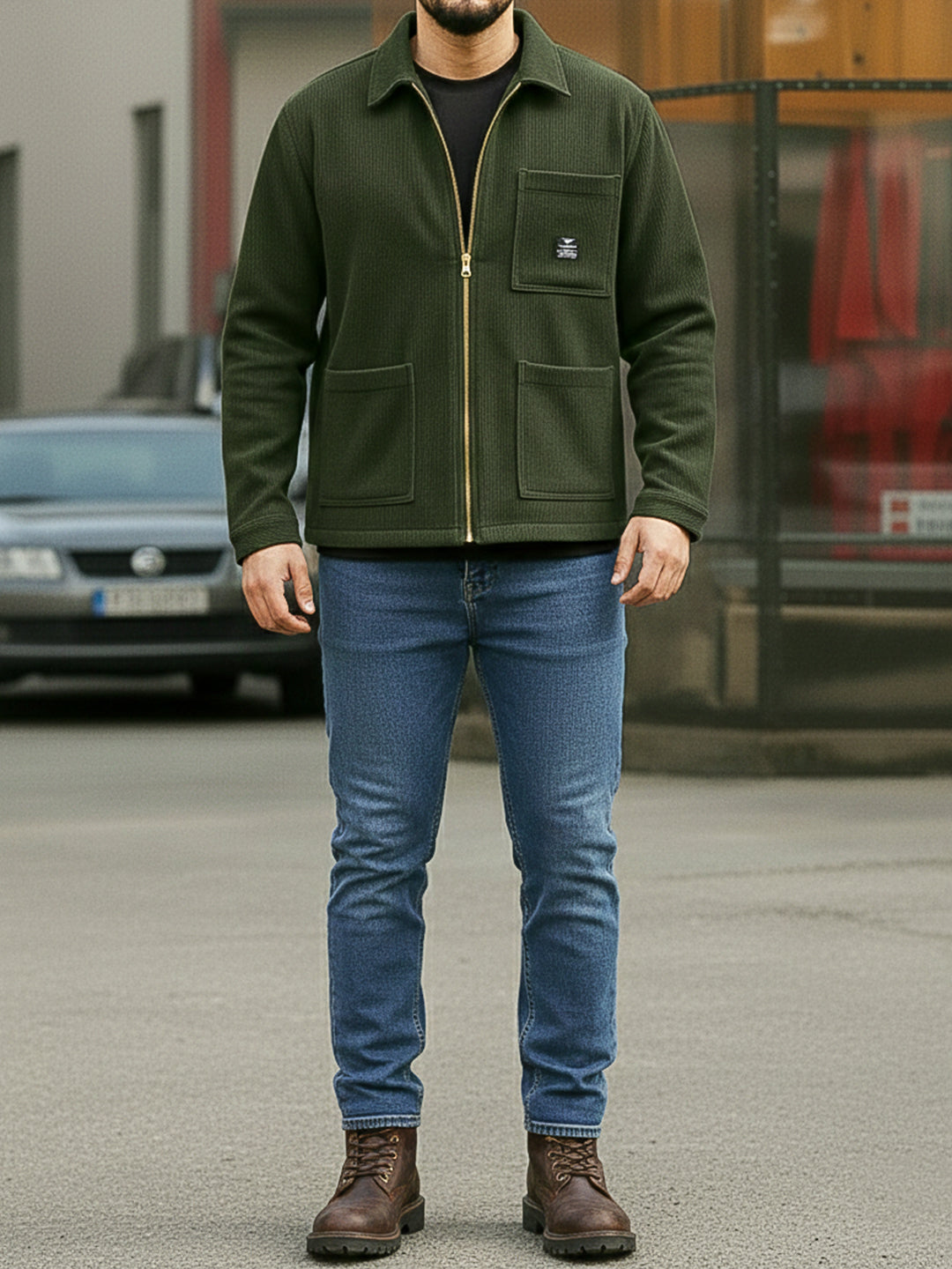 Sandstone Heritage Olive Ribbed Shacket