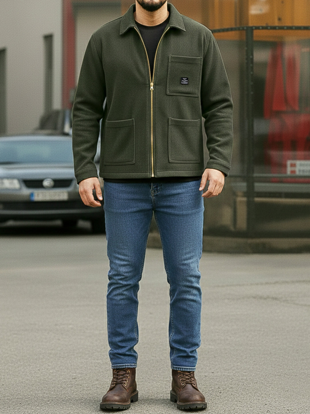 Sandstone Heritage Olive Ribbed Shacket