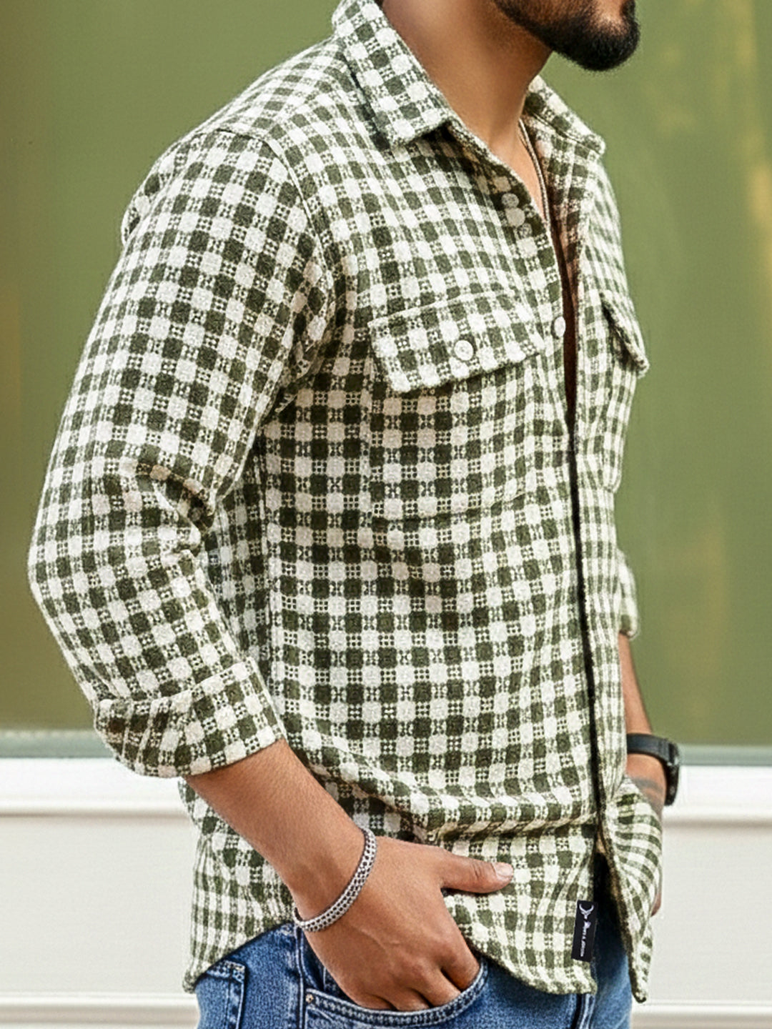 Polar Classic Olive Green Check Full Sleeve Shirt