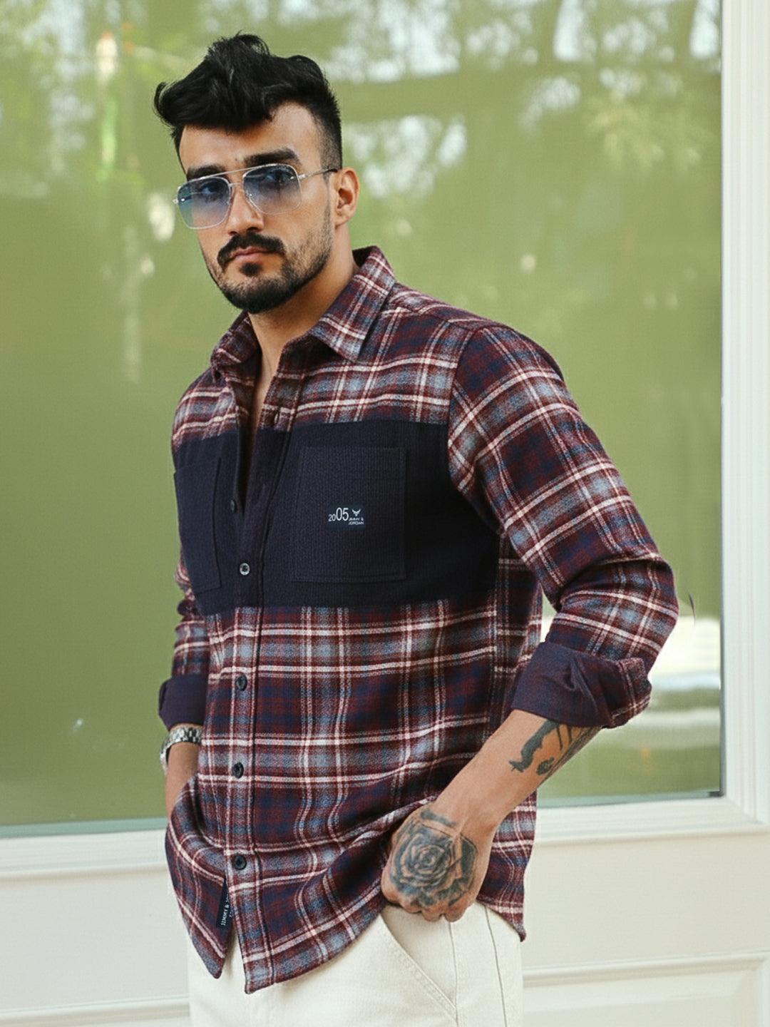 Thunderbird Maroon Check Full Sleeve Shirt