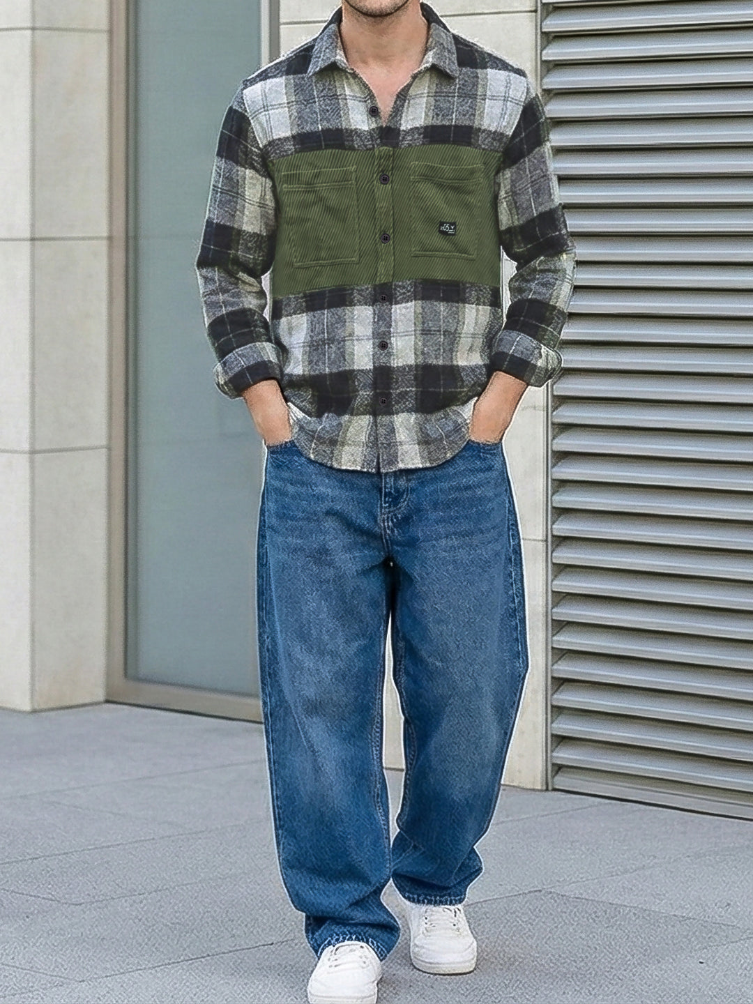 Thunderbird Basil Green Check Full Sleeve Shirt