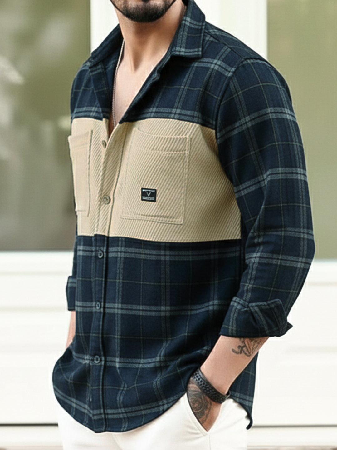Thunderbird Dark Blue Check Full Sleeve Shirt