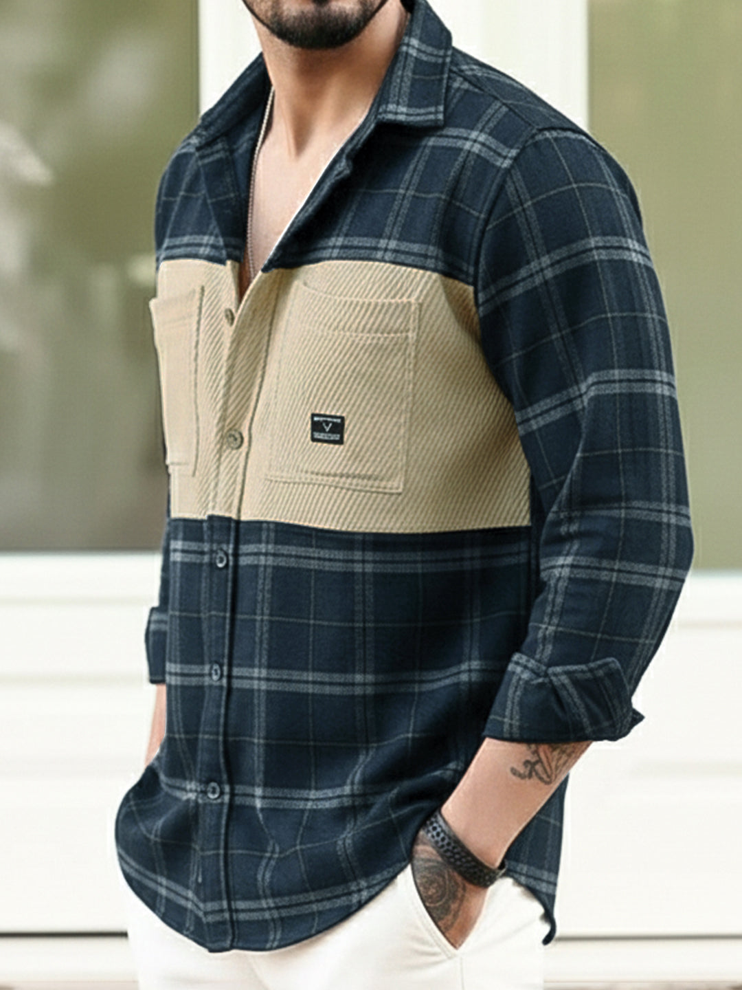 Thunderbird Dark Blue Check Full Sleeve Shirt