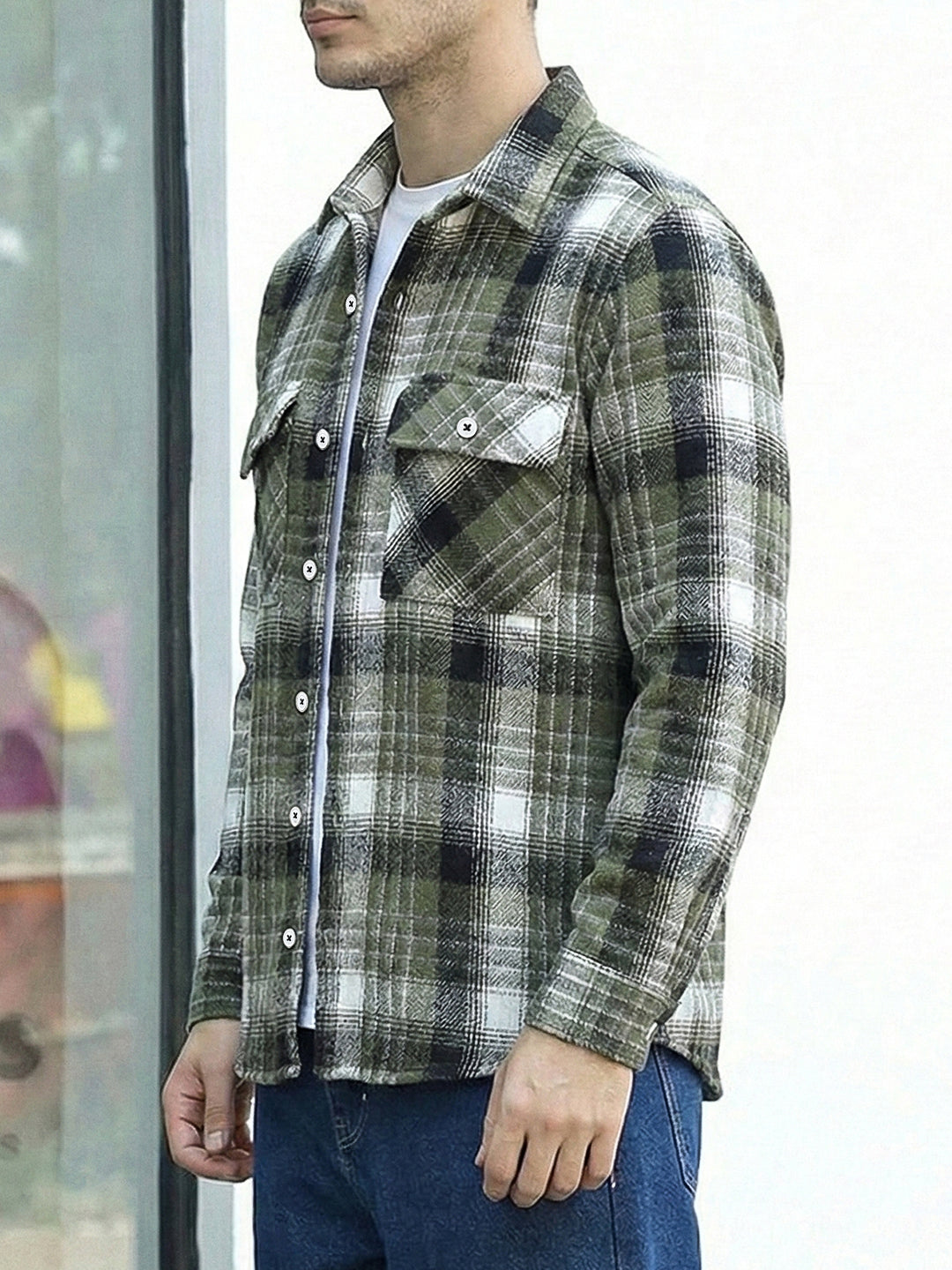 Fabric Theory Olive Check Full Sleeve Shirt